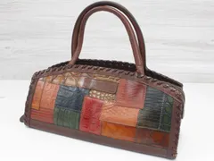 【行董】IBIZA/イビサ レザー ハンドバッグ パッチワーク 型押し マルチカラー レディースバッグ AE0U01064