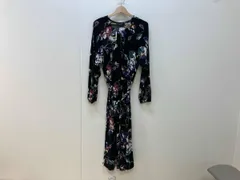 LAUREN RALPH LAUREN ローレンラルフローレン ロングスリーブワンピース サイズM 黒 ブラック 花柄 ポリエステル レディース 未使用タグ付