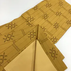 中古品　袷着物　黄八丈風　紬　正絹　R320