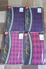未開封未使用品 Tights タイツ ピンク パープル カラータイツチェック柄 4足セット 50デニール 相当 M-L サポートタイプ レディース ストッキング①