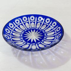 江戸切子堀口硝子八角龍目文瑠璃釉色高台盃　検薩摩切子 江戸切子堀口硝子八角龍目文瑠璃釉色高台盃 検薩摩切子 - メルカリ