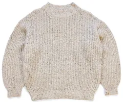 80s BANANA REPUBLICバナナリパブリック ネップ入り ローゲージ コットンニット セーター グレーベージュ XL★ビンテージ ビッグサイズ