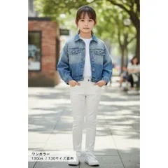 ウォッシュド風 デニム ジャケット 長袖 トップス アウター キッズ ベビー服 男の子 女の子 おしゃれ 春 秋 カジュアル 韓国子供服 90cm 100cm 110cm 120cm 130cm 140cm