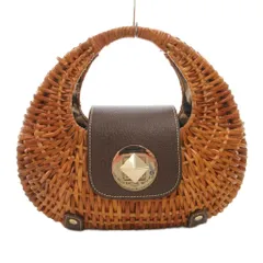 ケイトスペード KATE SPADE カゴ ハンドバッグ ワンハンドル ラタン ロゴ ゴールドカラー金具 茶 ブラウン /FF