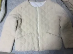 フリース キルティング キルティング ジャケット アイボリー