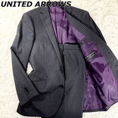 UNITED ARROWS ブラックシャードーストライプ スーツ サイズ50 ③ UNITED ARROWS ブラックシャードーストライプ スーツ サイズ50 ③