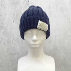 UNITED ARROWS  green label relaxing ユナイテッドアローズ ニット帽 ビーニー ネームタグ付 キッズ リブワッチ ネイビー ◇〇