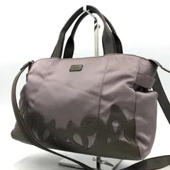 イビザ IBIZA 2WAY バッグ ショルダー ナイロン 本革 カットワーク 紫