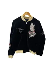 BLOOD MESSAGE(ブラッドメッセージ) スカジャン リバーシブル 刺繍 内ポケット有 コットン マリア刺繍 ベロア 40 ブラック メンズ/025