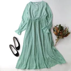 Arnold Palmer アーノルド パーマー フラワープリント プリーツ ロングワンピース グリーン(77K＋9710)26H