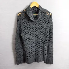 United Colors of Benetton ユナイテッドカラーズオブベネトン クロシェ 編み 長袖 ニット タートルネック レイヤード プルオーバー 古着 グレー系 A826