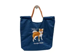 SOBIA (ソビア) アニマル刺繍コード　トートバッグ　エコバッグ　レディース シバイヌ 623-7738 ブルー 雑貨/025