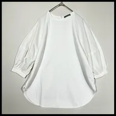 【2022年モデル】 セオリーリュクス　Theory luxe　カットソー　ブラウス　七分袖　異素材　プルオーバー　ボリューム袖　FEISY　ホワイト　白