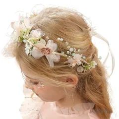 ヘアアクセサリー ヘッドドレス 結婚式 子供 キッズ 女の子 カチューシャ 髪飾り ヘアクリップ 妖精 入学式 卒業式 ウエディング 披露宴 ピアノ 発表会 お呼ばれ 花 蝶々 フラワー パール リボン ピンク  送料無料 JM-429