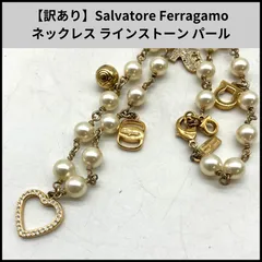 TB47【訳あり】Salvatore Ferragamo ネックレス ラインストーン フェイクパールのサムネイル