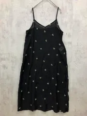 美品 FREAK'S STORE フリークスストア シアー 小花柄 刺繍 キャミ ワンピース 黒 ■◆ レディース