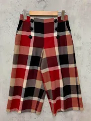 BLUE LABEL CRESTBRIDGE ブルーレーベル クレストブリッジ 55R36-266-15 ウールチェック ガウチョ パンツ size36/赤系 ◆■ レディース