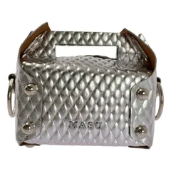 【美品】  MASU / エムエーエスユー | LEATHER CAKE BAG ケーキボックス レザーバッグ | シルバー | メンズ