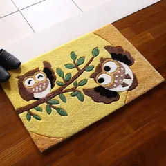 ふくろうフックマット 45×75cm 玄関マット 室内 屋内 風水 縁起物 梟 フクロウ おしゃれ 玄関 ラグ 滑り止め 厚手