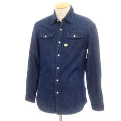 【中古】ジースターロウ G-STAR RAW コットン デニム カジュアルシャツ ネイビー【サイズXS】【メンズ】