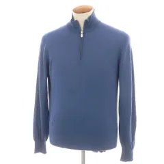 【中古】ブルネロクチネリ Brunello Cucinelli ハイゲージ ウールカシミヤ ハーフジップ プルオーバーニット スモークブルー【サイズ48】【メンズ】