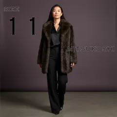 【極美品】PARTINAパルティーナ MITSUKOSHI三越 リアルラムファージャケット 11(L) ダークグレー【古着】【中古】【送料無料】