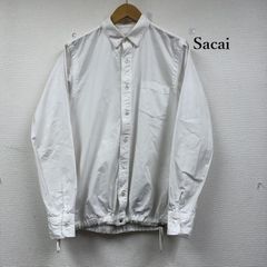 【美品】sacai サカイ ドローコード シャツブルゾン ホワイト サイズ3 美品】sacai サカイ ドローコード シャツブルゾン ホワイト サイズ3