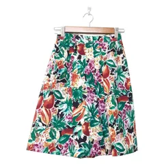 Burberry's(バーバリーズ) ハーフパンツ サイズ7 S レディース - ダークグリーン×オレンジ×マルチ 花柄