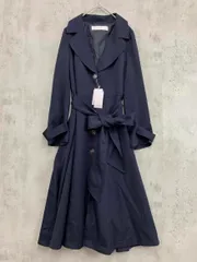 新品 tocco closet トッコクローゼット 186-182854 ウエストりぼん付きヨーク切り替えフレア トレンチ コート sizeM/紺 ■■ レディース