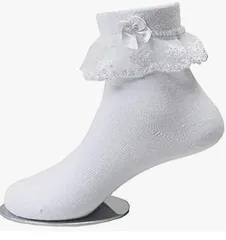 子供レース ソックス リボン 靴下 こども 女の子 ガールズ フォーマルソックス 白 1ペア 発表会 入学式 結婚式 卒業式  (17-19cm)