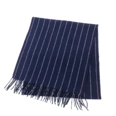 【中古】フェアファクス FAIRFAX カシミヤ ストライプ マフラー ネイビーxホワイト【メンズ】