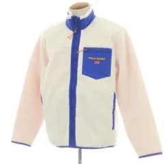 【中古】ポロスポーツ POLO SPORTS ジップアップ フリースジャケット ホワイトxブルー【サイズM】【メンズ】