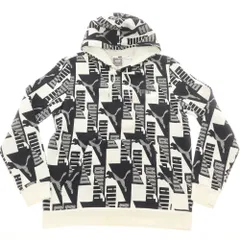 【中古】プーマ PUMA コットンポリエステル スウェット プルオーバー パーカー ホワイトxブラック【サイズM】【メンズ】