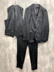 美品 SUIT SELEC スーツセレクト BLS9002 2釦シングル スリーピース スーツ セットアップ sizeA4/黒 ■■◎メンズ