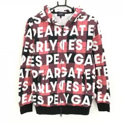 【美品】パーリーゲイツ ジップパーカー ピンク×黒×白 チェック ロゴ総柄 裏起毛 ジャケット レディース 1(M) ゴルフウェア PEARLY GATES