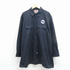 XL/古着 ディッキーズ 長袖 ワーク シャツ メンズ SWM 大きいサイズ ロング丈 紺 25dec10