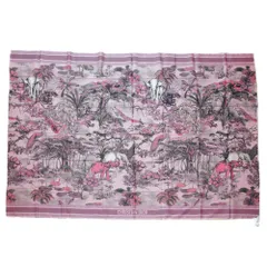 【栄】ディオール 34JOU331ZKDO スカーフ ストール 大判 象 トラ 花 ピンク コットン100% 小物 その他 衣料品 箱