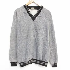 M/古着 長袖 スウェット メンズ 80年代 80s 無地 ラグラン Vネック USA製 グレー 霜降り 25dec10