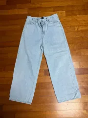 SUPER ビ ライトブルー デニム ワイド パンツ