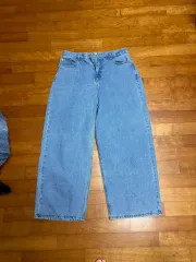 ライト デニム ワイド パンツ