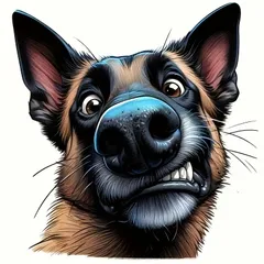 ステッカー 犬の顔 ジャーマンシェパード シール 15cm イラスト イヌ いぬ ノートパソコン ビニール 防水 インテリア 窓用 バイク 車用 オートバイ 2D デカール t9803