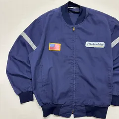 USA製 アラスカ航空 ワークジャケット L ネイビー 企業ロゴ ワッペン 星条旗 リフレクター UNI-TOG 80s 90s ヴィンテージ 古着 Alaska Airlines ブルゾン スイングトップ【6045ST】