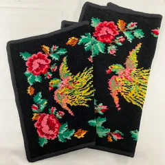 8959　FEILER フェイラー　ハンカチ　パラディス　2点セット　タオルハンカチ　レディース　シュニール織り　ブラック　黒　花柄　フラワー　鳳凰　シンプル　きれいめ　上品