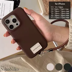 【iPhone17】ショップにこにこ PUレザーハンドストラップ ロゴワッペン スマホケース ma【即納】 iPhone16 iPhone15 iPhone14 iPhoneケース 韓国スマホケース