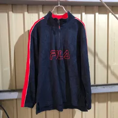 1664 FILA ハーフジップフリーストレーナー ネイビー レッド L〜XL フィラ ワンポイント 刺繍ロゴ 古着卸 アメリカ仕入