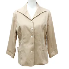 NEWYORKER ニューヨーカー レディースコットンブレンドテーラードジャケット ベージュ サイズL【ZK72】