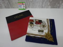 セリーヌ ハンカチ 大判 スカーフ CELINE 馬車 綿 コットン 長期保管 未使用品