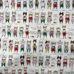 S-969 YUWA ネコ柄 白 1m