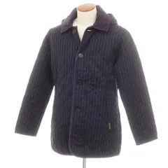 【中古】ラベンハム LAVENHAM ウール ストライプ 中綿入り キルティングコート ネイビー【サイズ38】【メンズ】