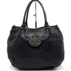 美品● Tory Burch トリーバーチ アマンダ ハンドバッグ ロゴ 金具 ブラック レザー